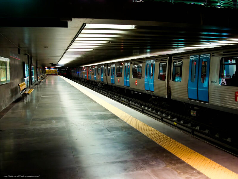 Subway Train at Station — Gray, Dark