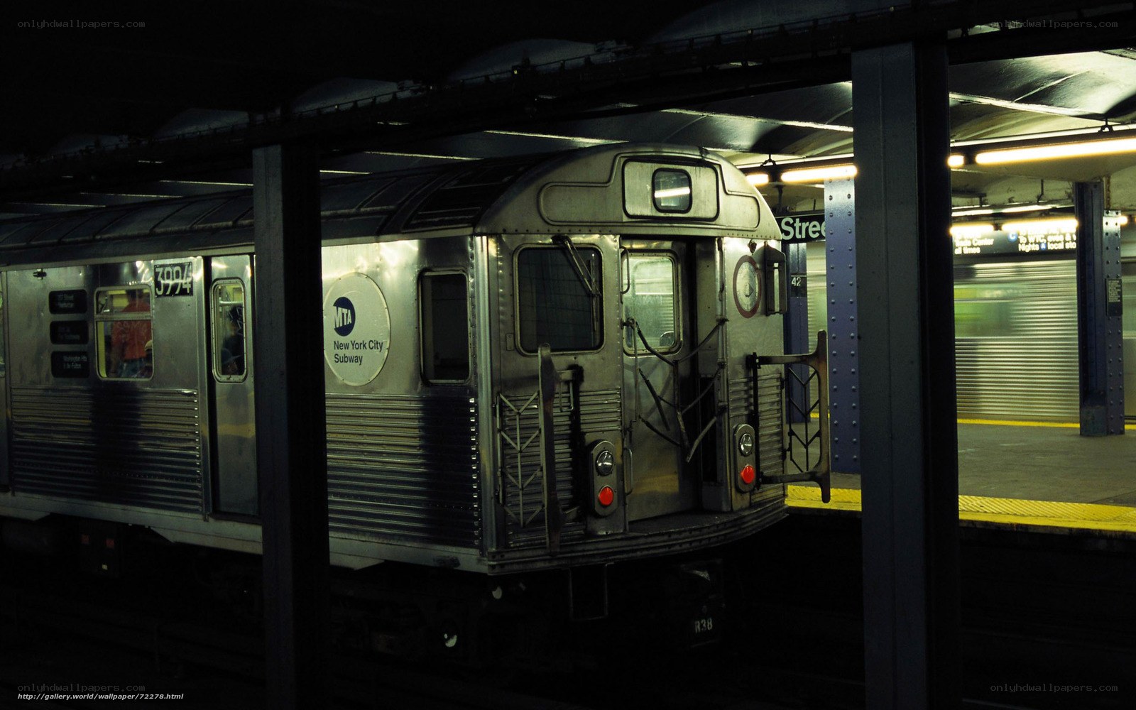Subway train at station