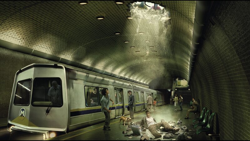 Subway Train Crash — Gray, Dramatic