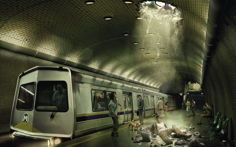 Subway Train Crash — Gray