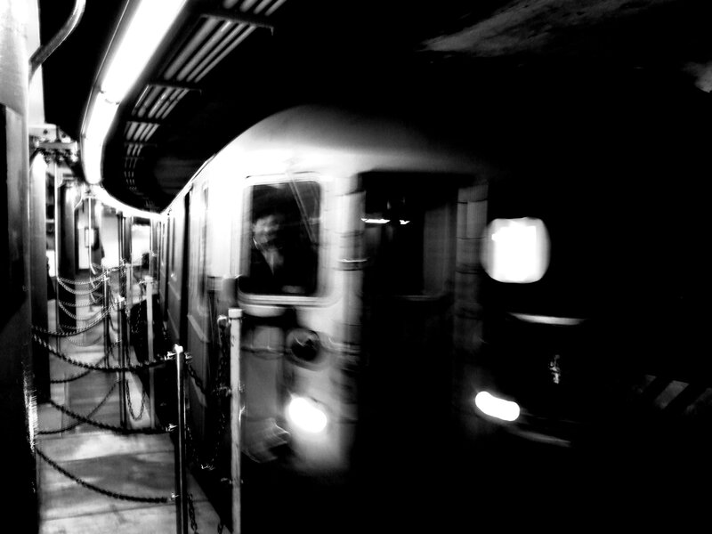 Subway train in motion
