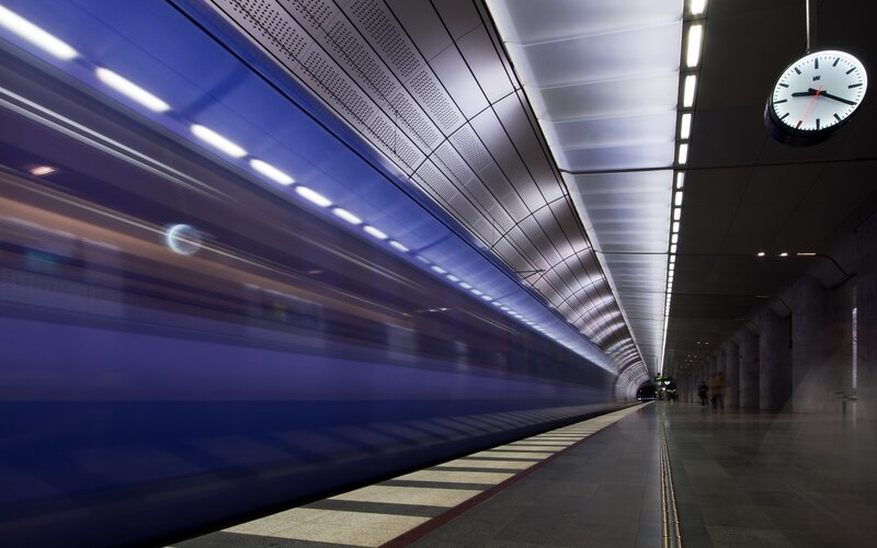 Subway train in motion