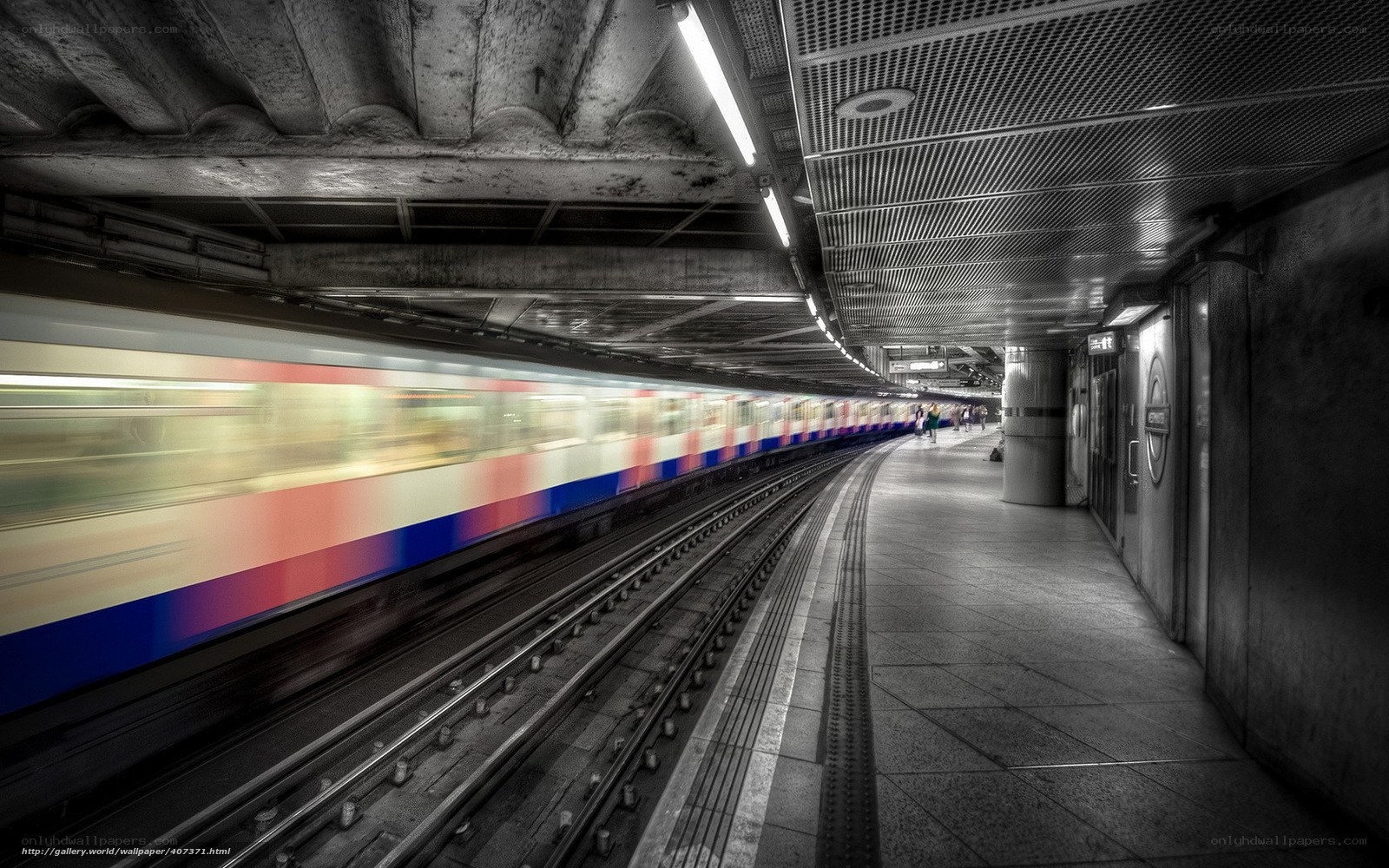 Subway train in motion