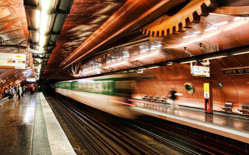 Subway Train in Motion — Brown