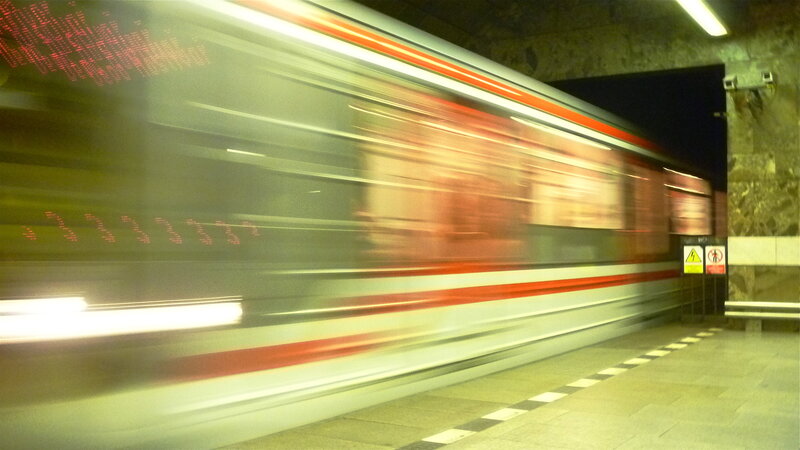 Subway Train in Motion — Gray