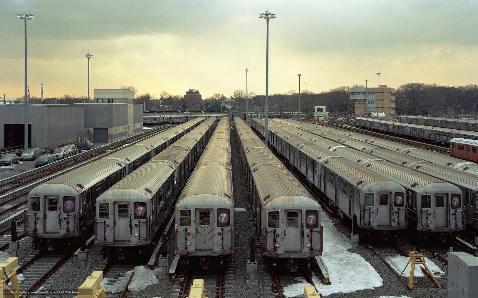 Subway trains at a depot