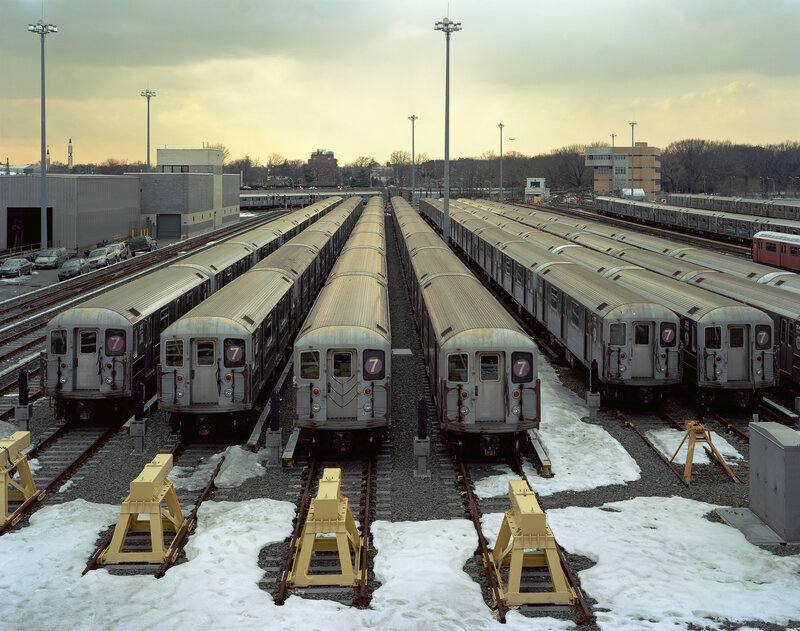 Subway trains in a yard