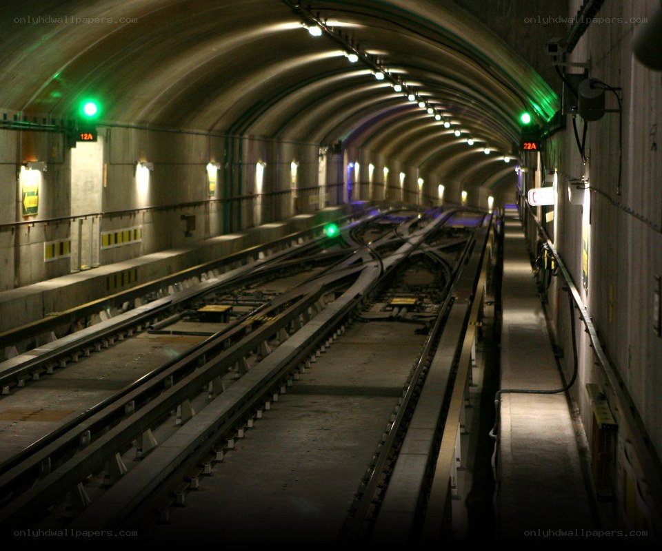 Subway tunnel with tracks