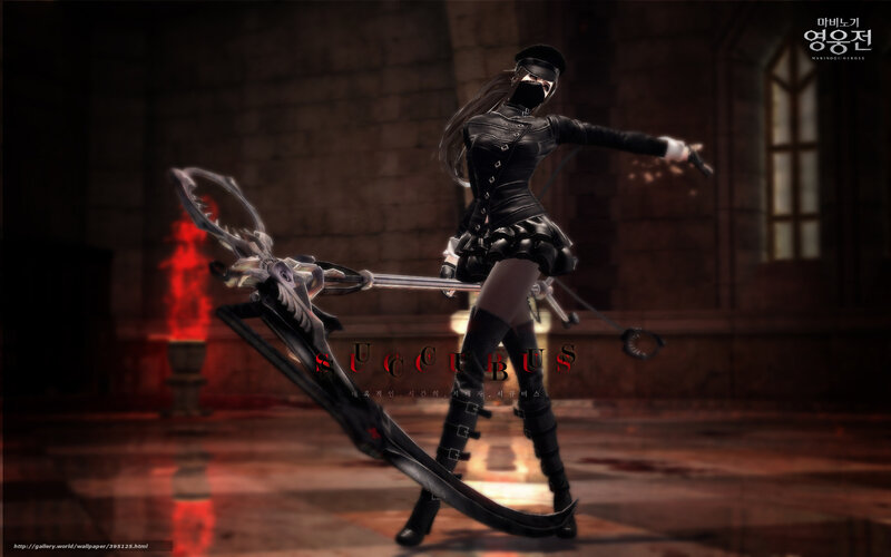 Succubus character in dark armor