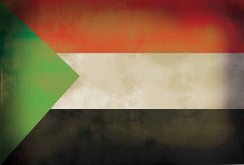 Sudanese flag with distressed texture