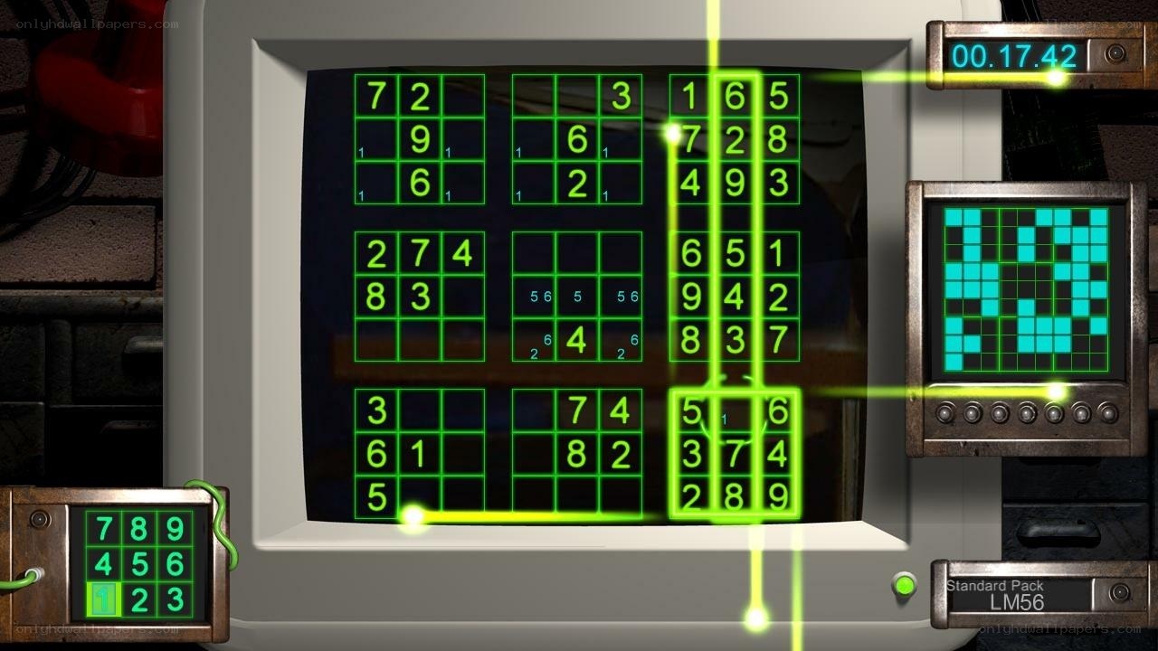 Sudoku puzzle on retro computer