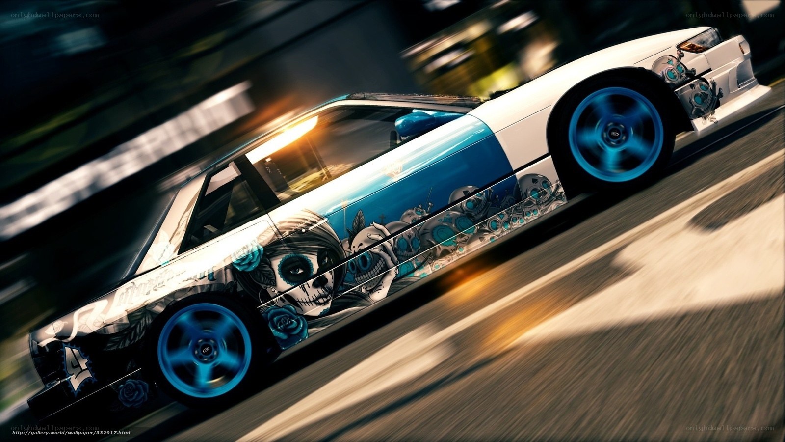 sugar skull car in motion