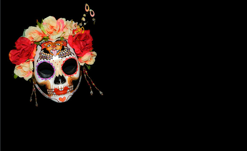 Sugar Skull Mask with Flowers