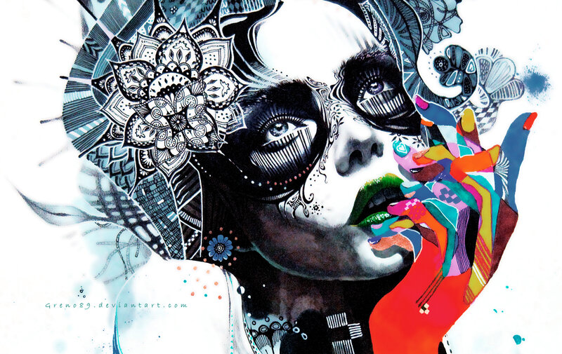 sugar skull woman art