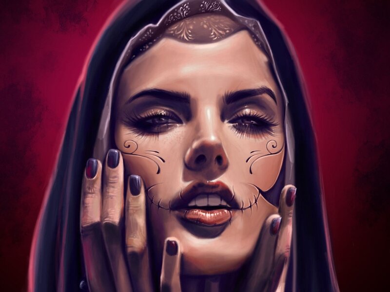 sugar skull woman portrait
