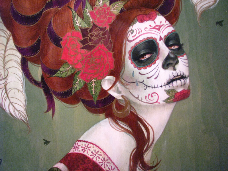 sugar skull woman with roses