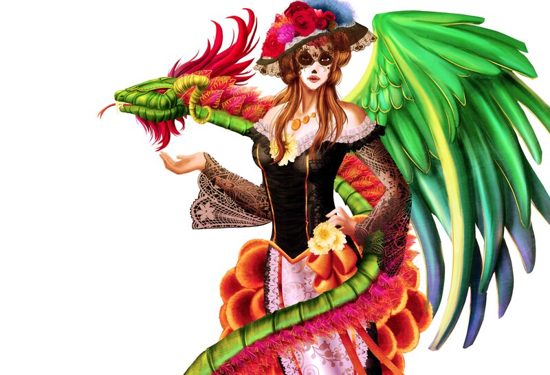 sugar skull woman with serpent