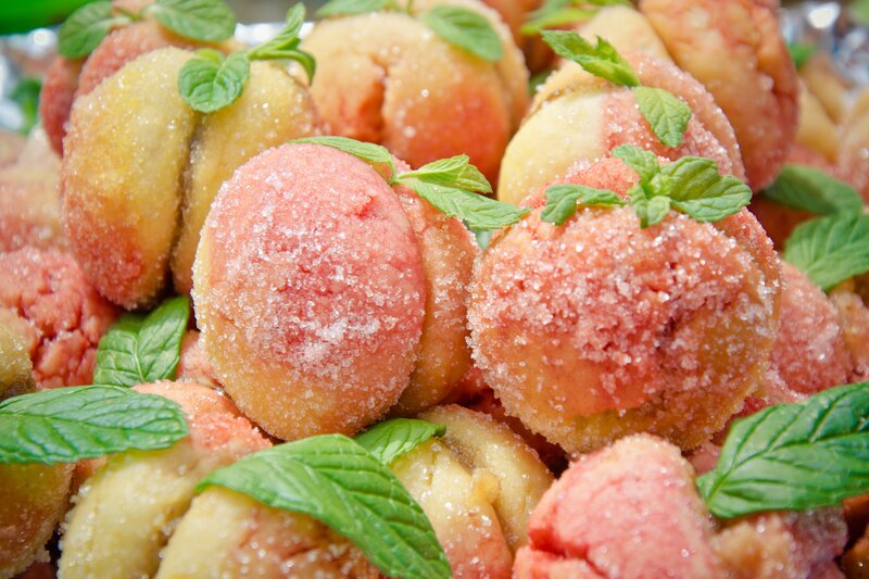sugared pastries with mint