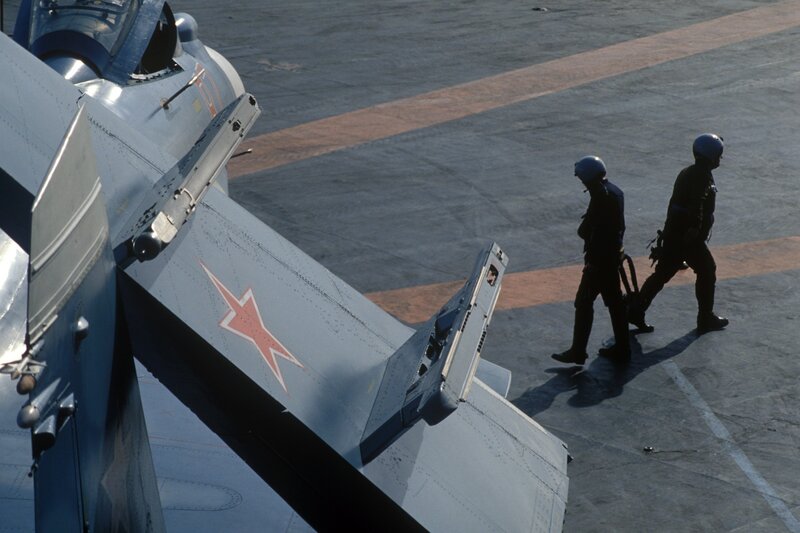 Sukhoi jet on aircraft carrier deck