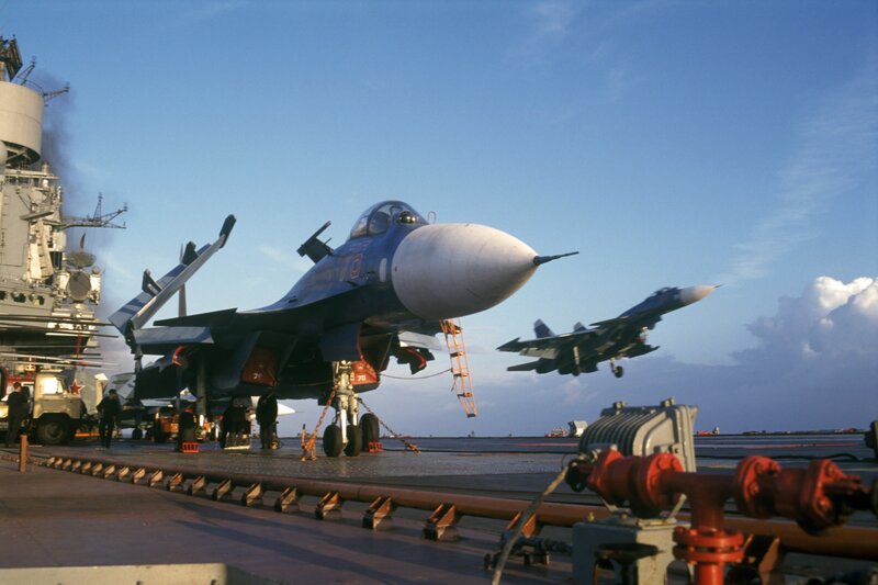 Sukhoi jet on aircraft carrier