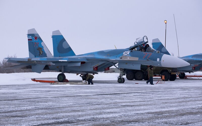 Sukhoi Su-34 on snowy tarmac