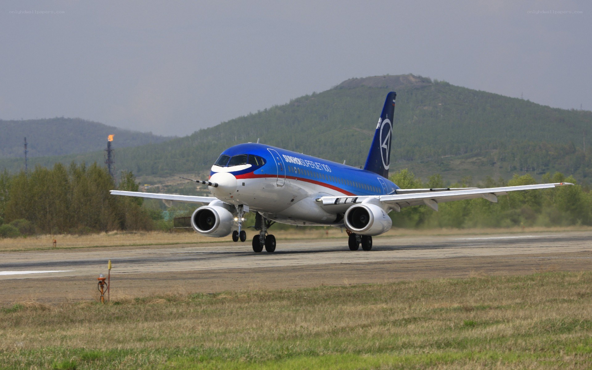 Sukhoi Superjet on runway