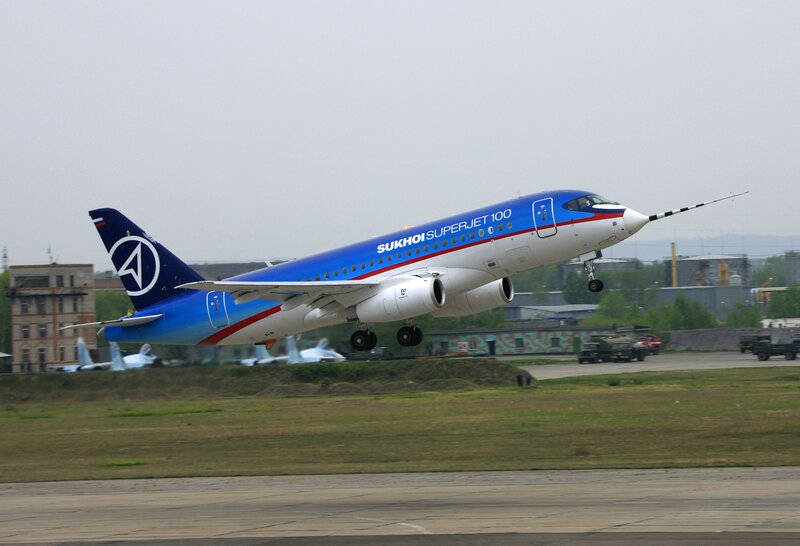 Sukhoi Superjet taking off