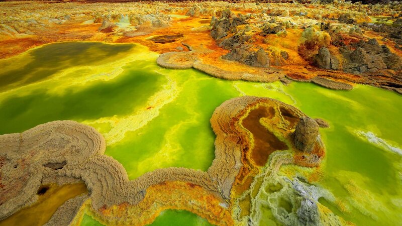 Sulfur Pools and Rock Formations