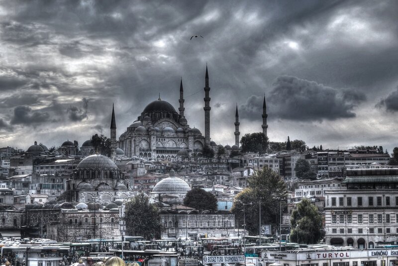 Sultan Ahmed Mosque — Gray, Dramatic