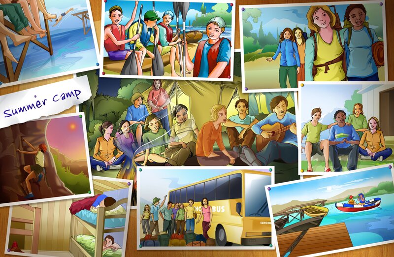 Summer camp activities collage