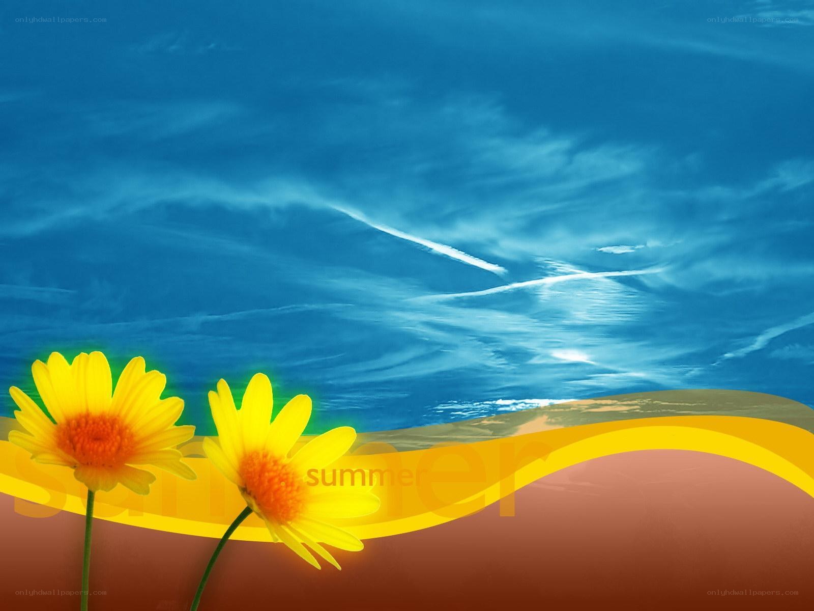Summer flowers under blue sky