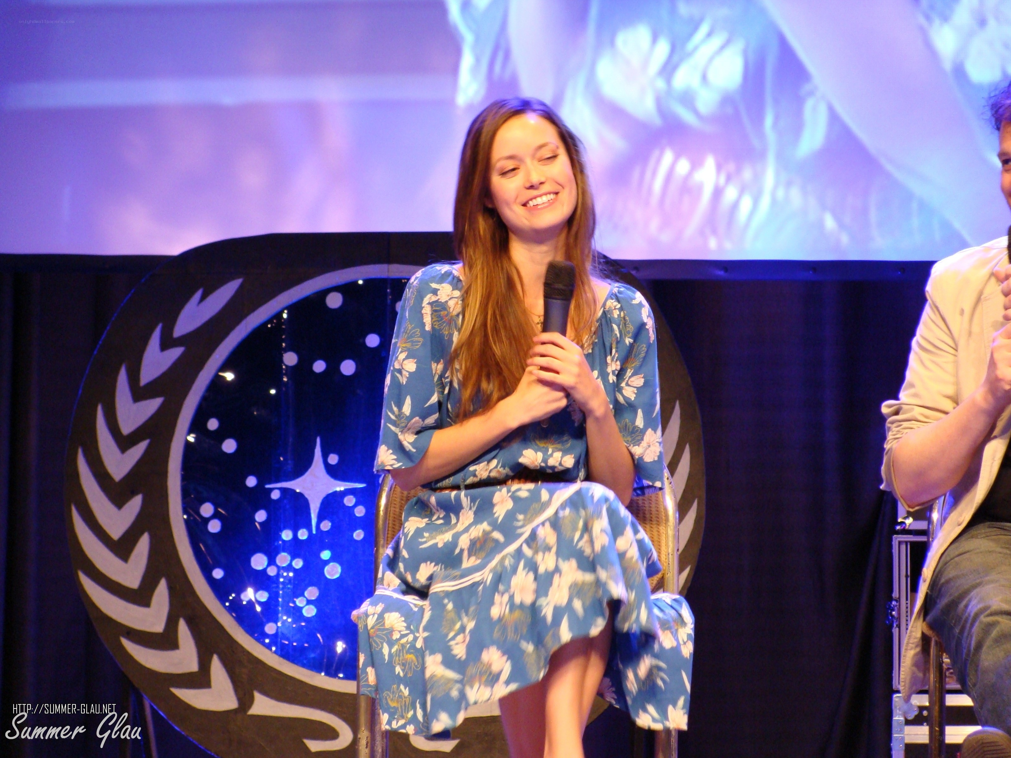 Summer Glau on stage at event
