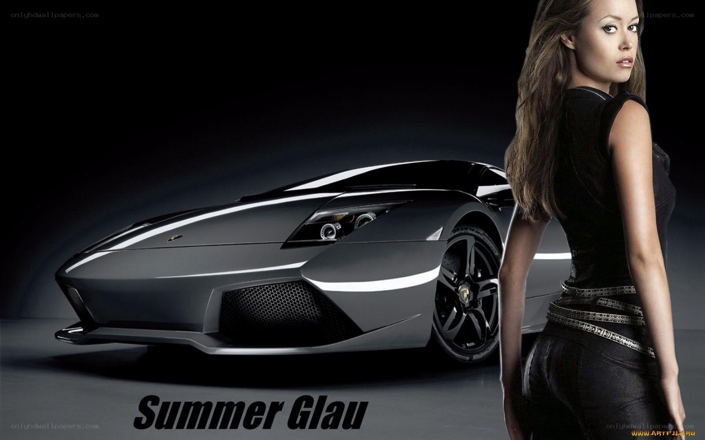 Summer Glau with Lamborghini