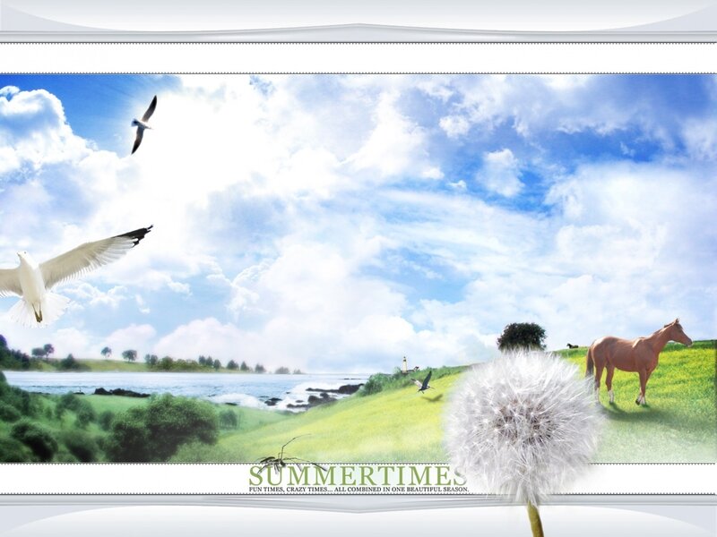 Summer landscape with dandelion