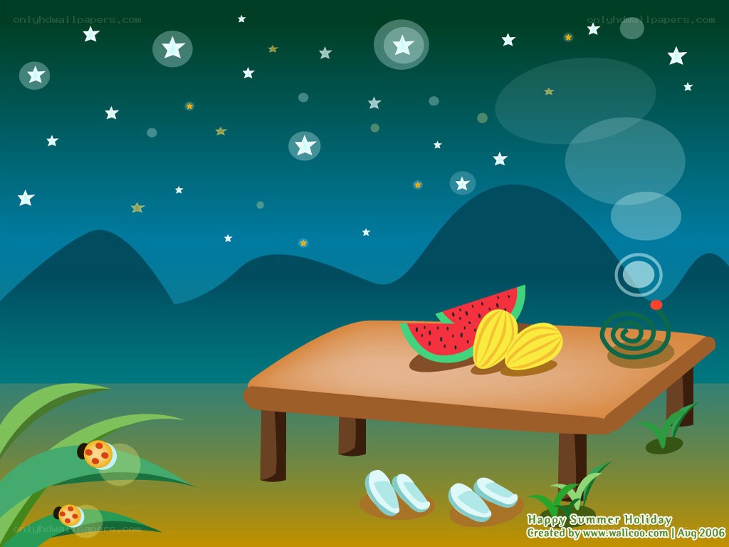 Summer night picnic scene