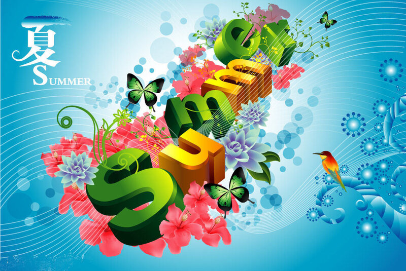 Summer Text with Flowers