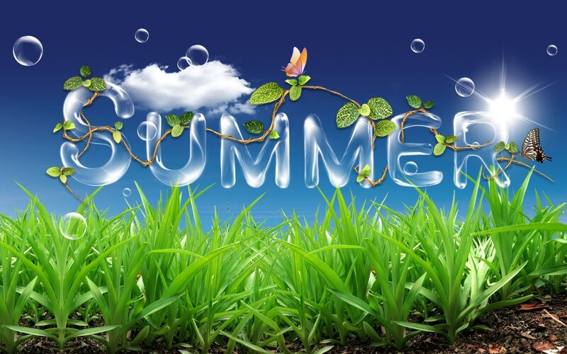 Summer Text with Grass
