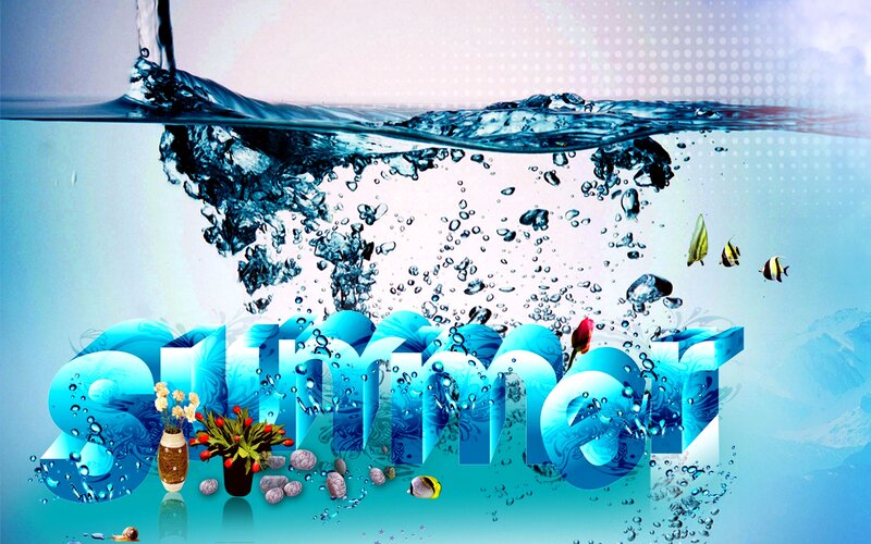 Summer Text with Water