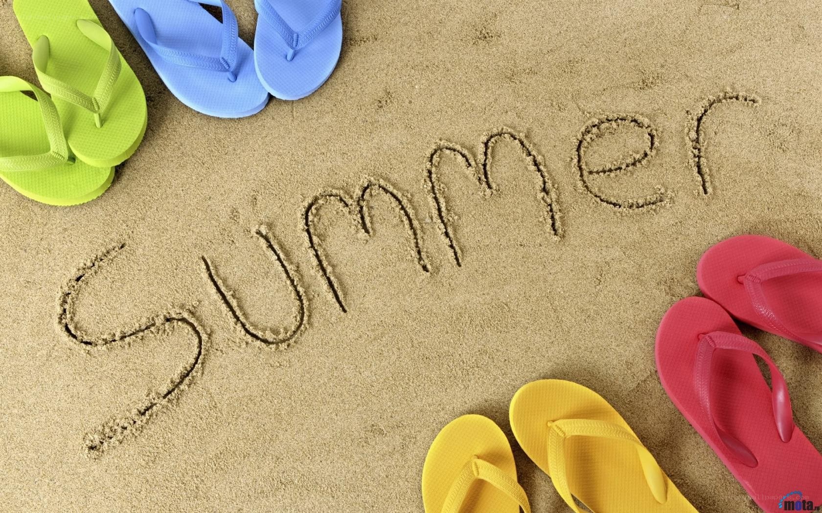 Summer word on sandy beach