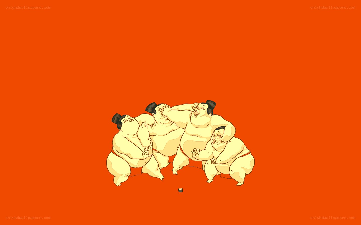Sumo wrestlers in a circle