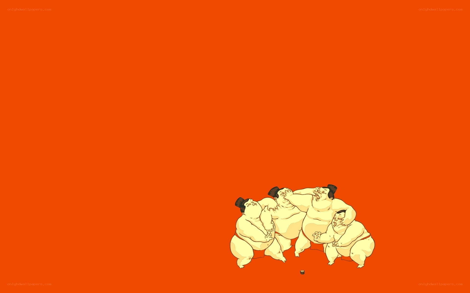 sumo wrestlers in a group