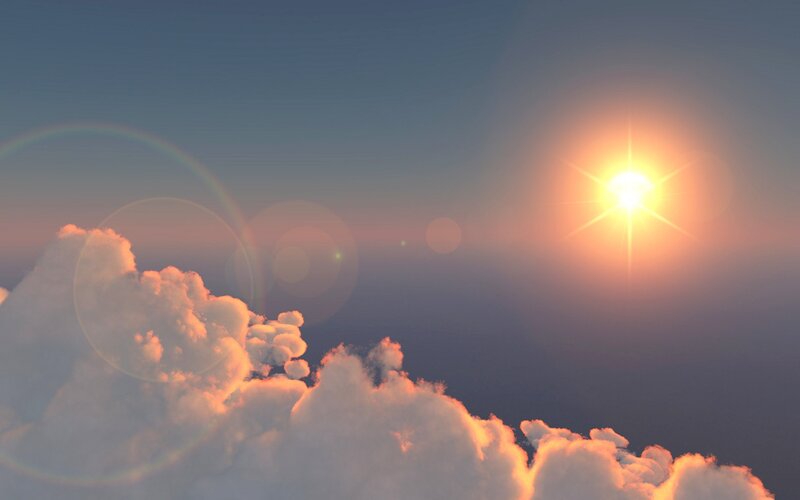 Sun Above Clouds — Blue, Serene, Sunset, 3d Render