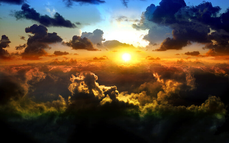Sun Above Clouds — Orange, Dramatic, Sunset, Photograph