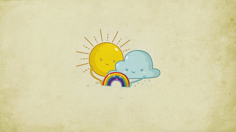 sun and cloud with rainbow