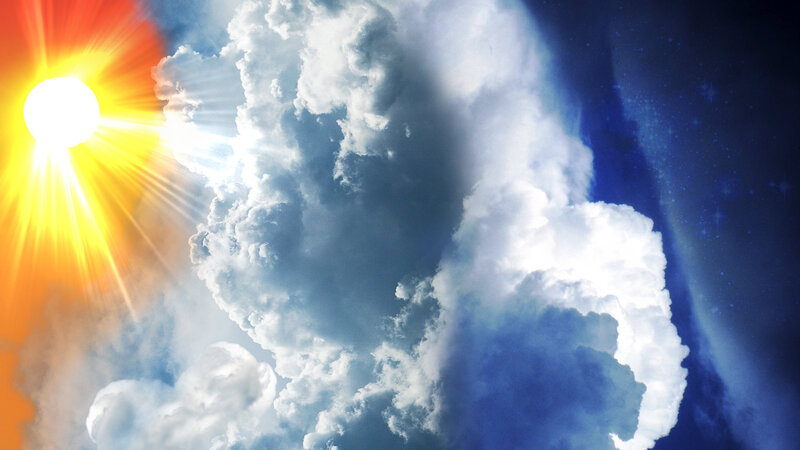 Sun and clouds in sky
