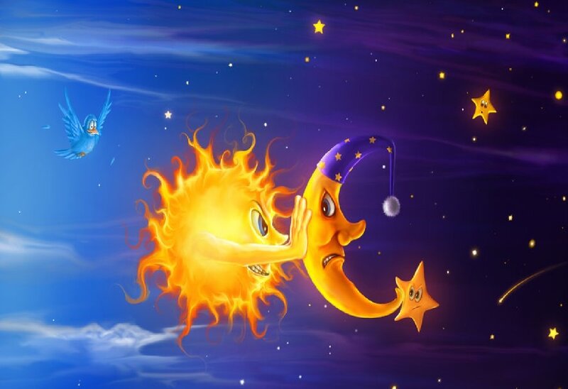 Sun and Moon Characters — Blue