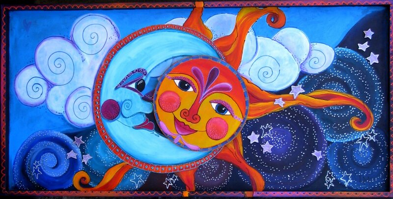 Sun and Moon Faces — Blue