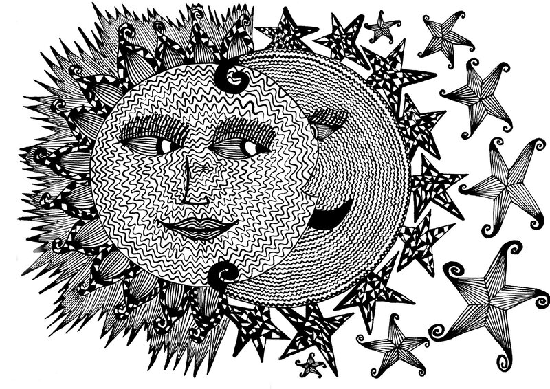 Sun and Moon Illustration