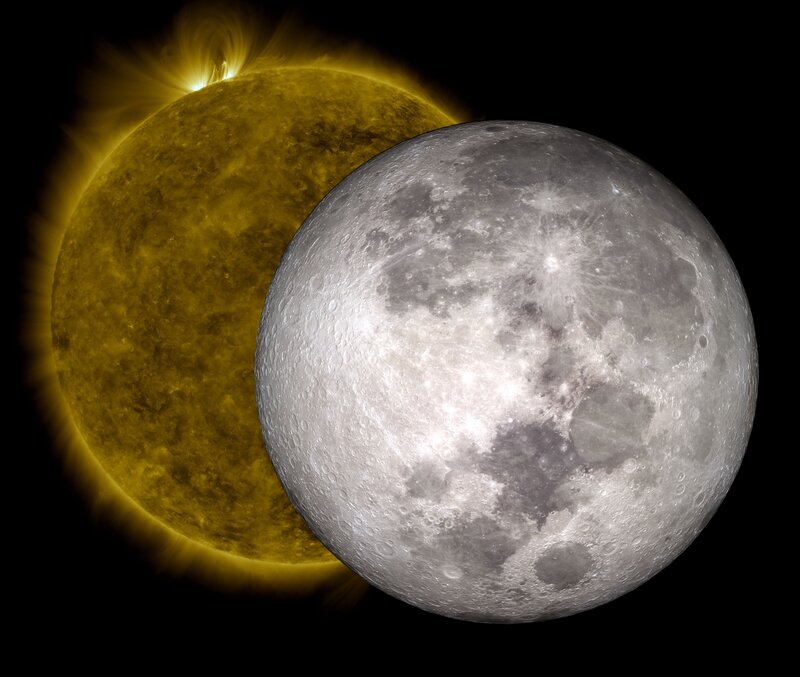 Sun and Moon in Space — Yellow, Dramatic