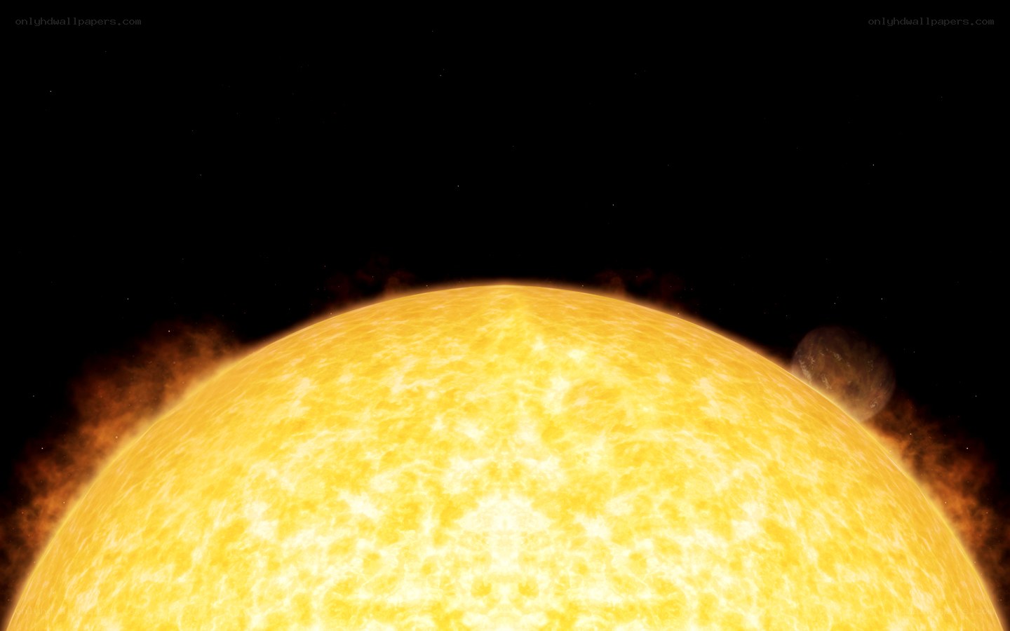 Sun and planet in space